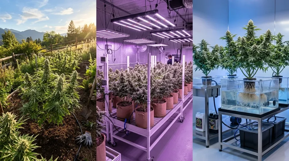 Culture extérieure, intérieure LED et hydroponie de cannabis
